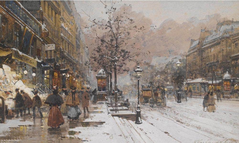 Les Grands Boulevards À Paris By Eugene Galien Laloue Fine Art Print