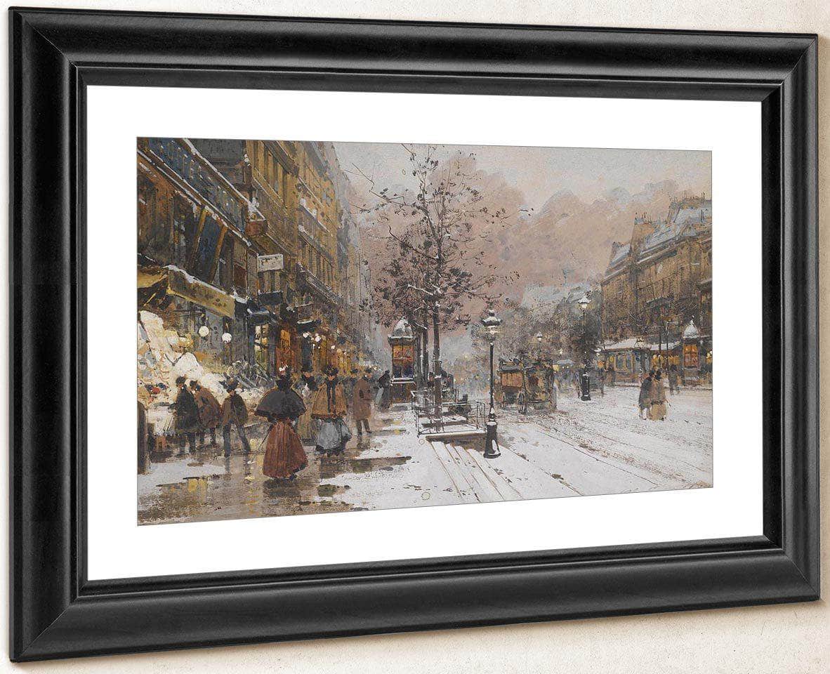 Les Grands Boulevards À Paris By Eugene Galien Laloue Fine Art Print