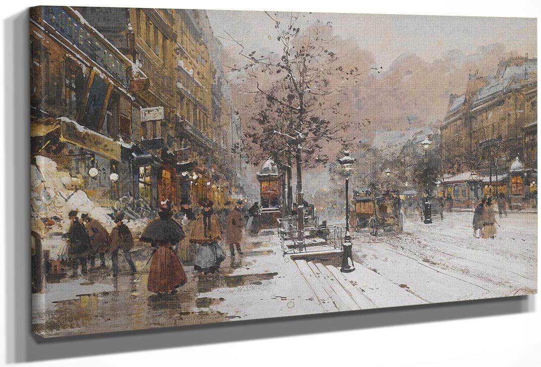 Les Grands Boulevards À Paris By Eugene Galien Laloue Fine Art Print