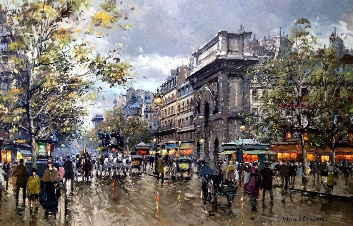Les Grands Boulevards Porte St. Martin Painting Blanchard Canvas Art Fine Art Print