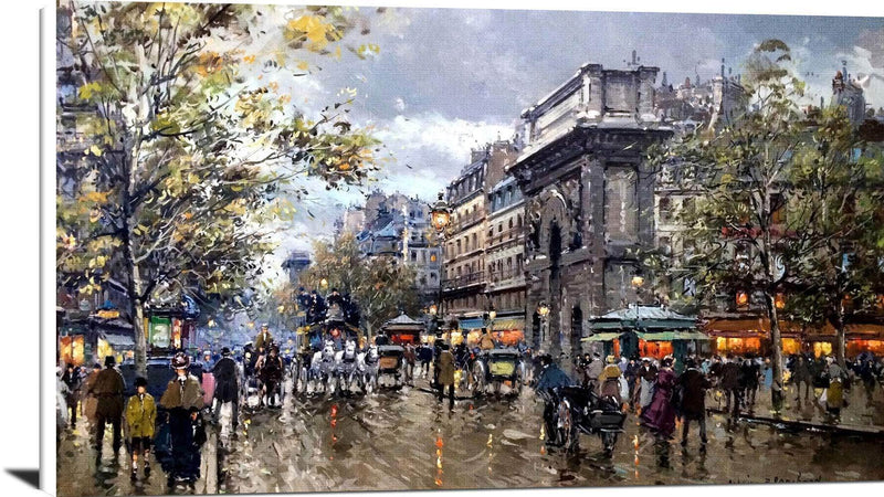 Les Grands Boulevards Porte St. Martin Painting Blanchard Canvas Art Fine Art Print