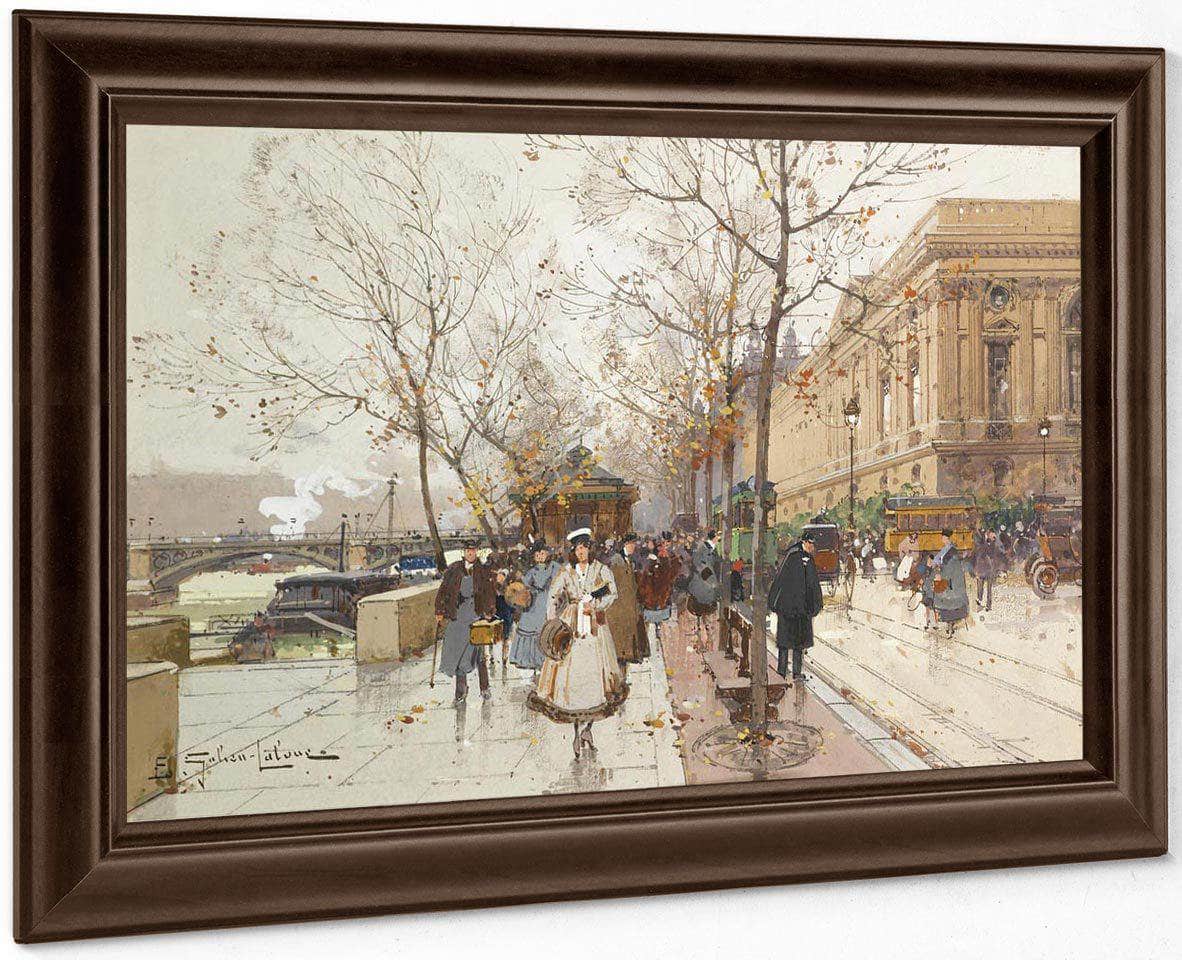 Les Quais Du Louvre By Eugene Galien Laloue Fine Art Print