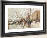 Les Quais Du Louvre By Eugene Galien Laloue Fine Art Print