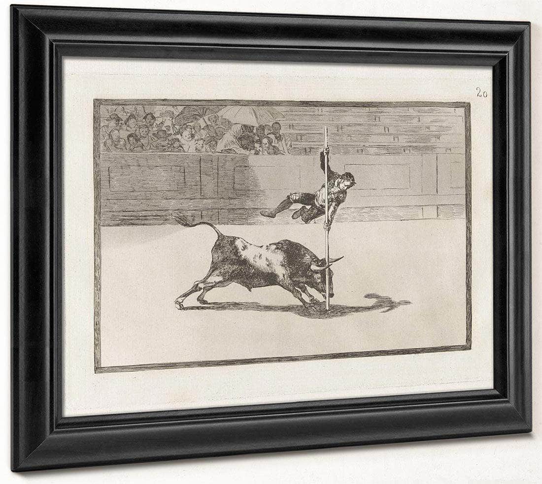 Ligereza Y Atrevimiento De Juanito Apinani En La De Madrid (The Agility And Audacity Of Juanito Apinani In [The Ring] At Madrid) From The Series La Tauromaquia By Francisco De Goya Fine Art Print