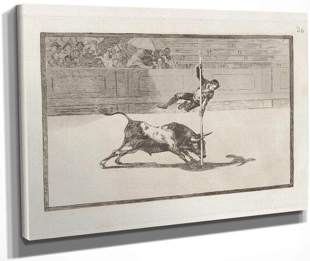 Ligereza Y Atrevimiento De Juanito Apinani En La De Madrid (The Agility And Audacity Of Juanito Apinani In [The Ring] At Madrid) From The Series La Tauromaquia By Francisco De Goya Fine Art Print