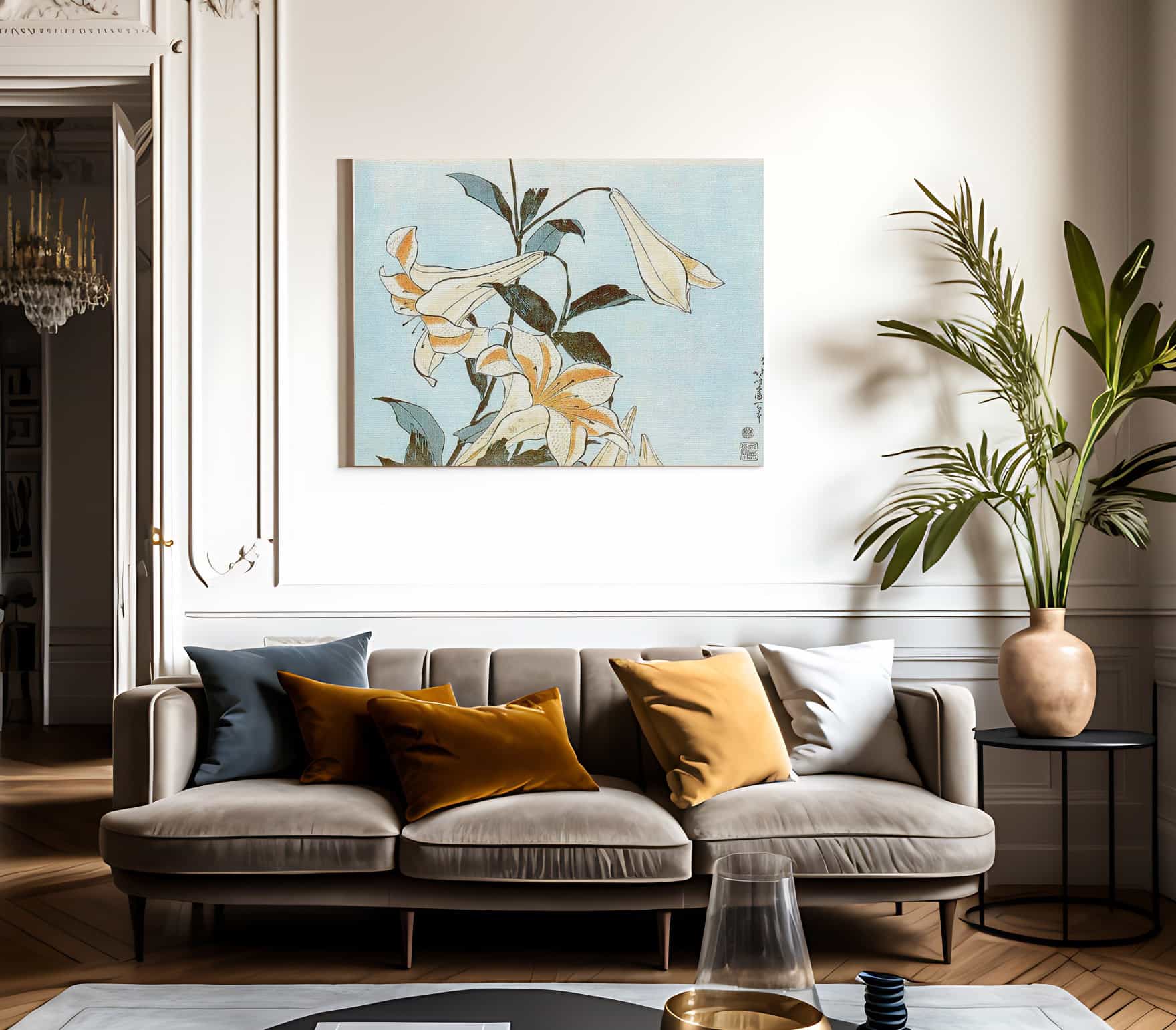 Lilies By Hokusai Fine Art Print
