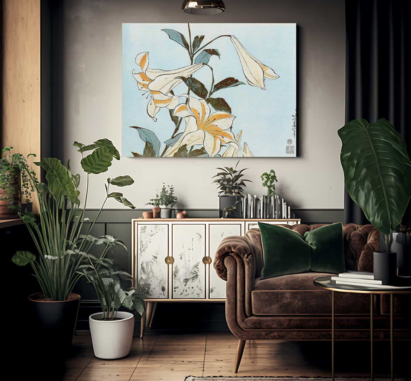 Lilies By Hokusai Fine Art Print