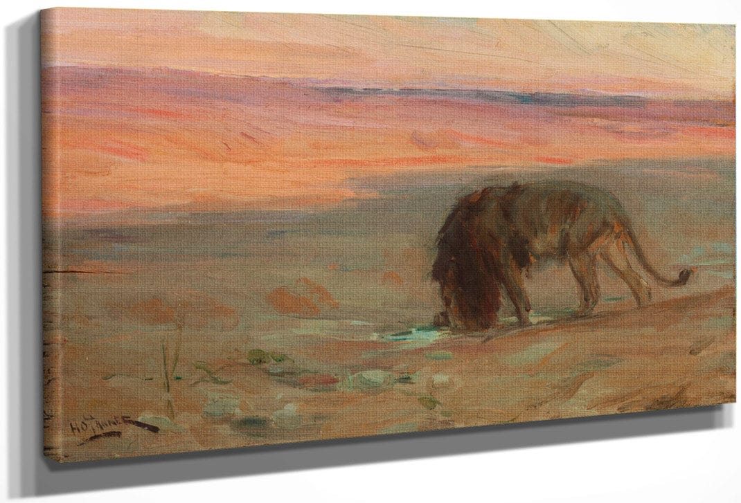 Lion Drinking 1897 By Henry Ossawa Tanner Fine Art Print
