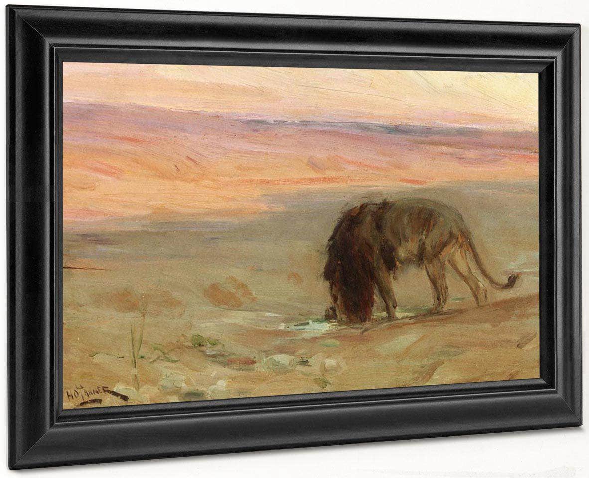 Lion Drinking By Henry Ossawa Tanner Fine Art Print