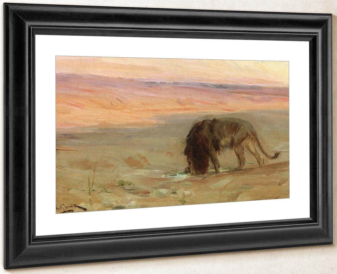 Lion Drinking By Henry Ossawa Tanner Fine Art Print