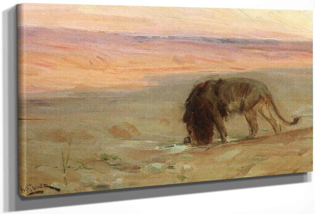 Lion Drinking By Henry Ossawa Tanner Fine Art Print