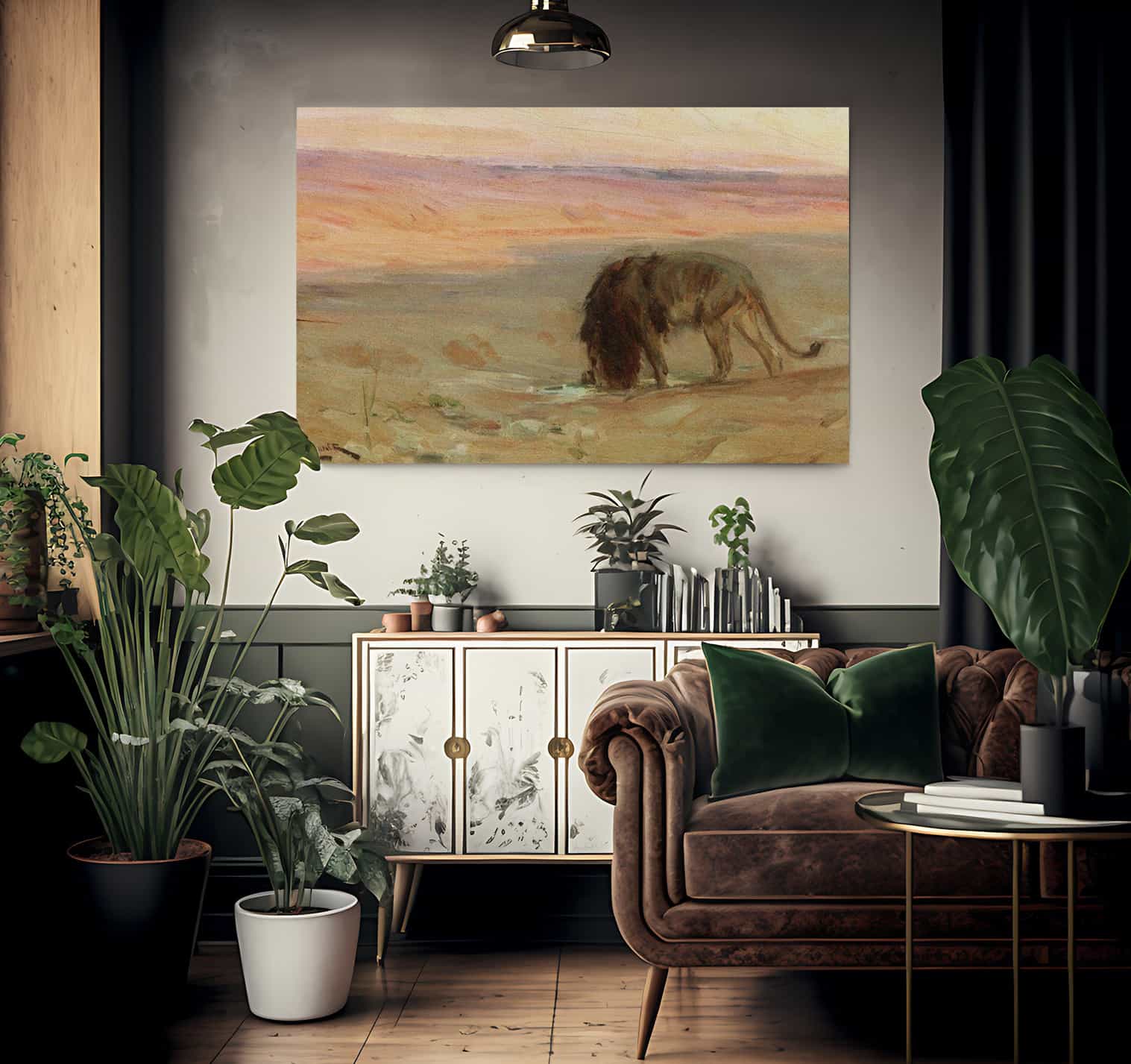 Lion Drinking By Henry Ossawa Tanner Fine Art Print