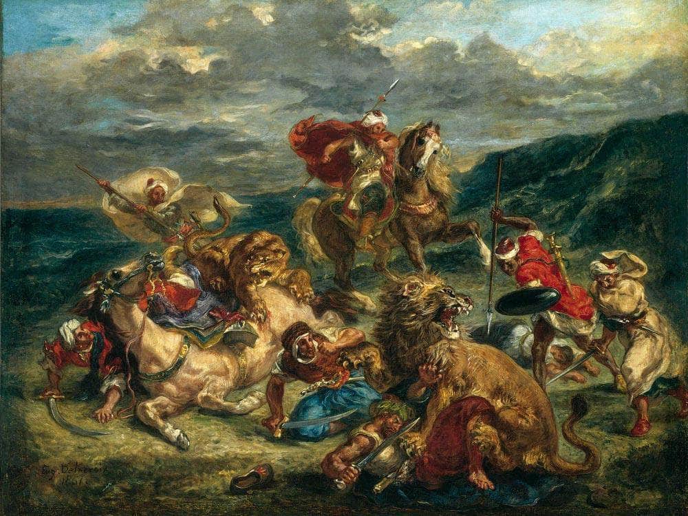 Lion Hunt By Eugene Delacroix Fine Art Print
