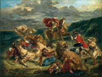 Lion Hunt By Eugene Delacroix Fine Art Print