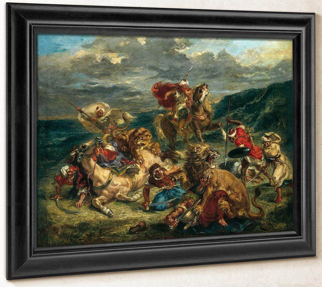 Lion Hunt By Eugene Delacroix Fine Art Print