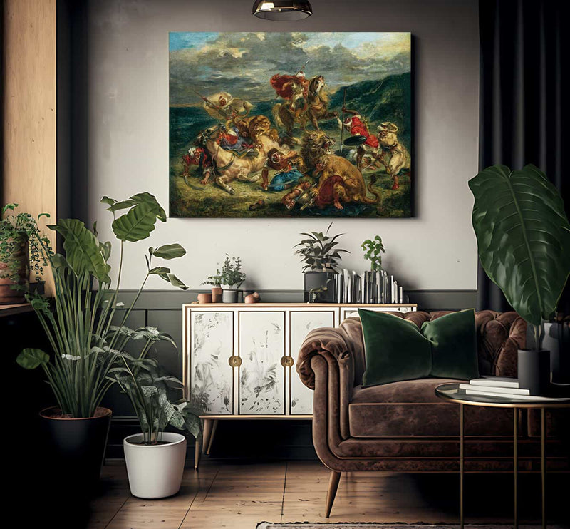 Lion Hunt By Eugene Delacroix Fine Art Print