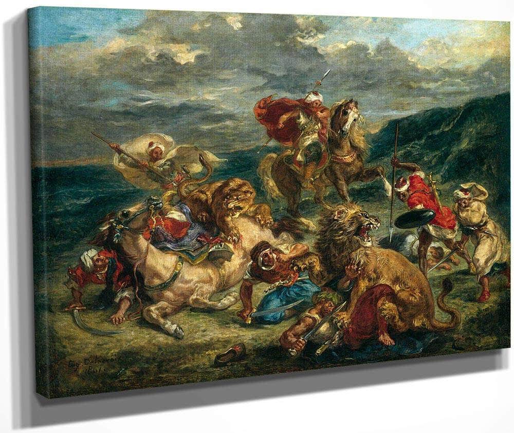 Lion Hunt By Eugene Delacroix Fine Art Print