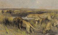 Lions In The Savannah By Arthur Wardle Fine Art Print