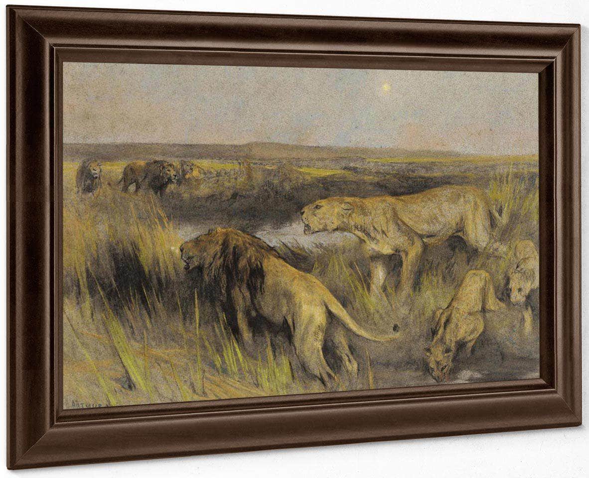 Lions In The Savannah By Arthur Wardle Fine Art Print