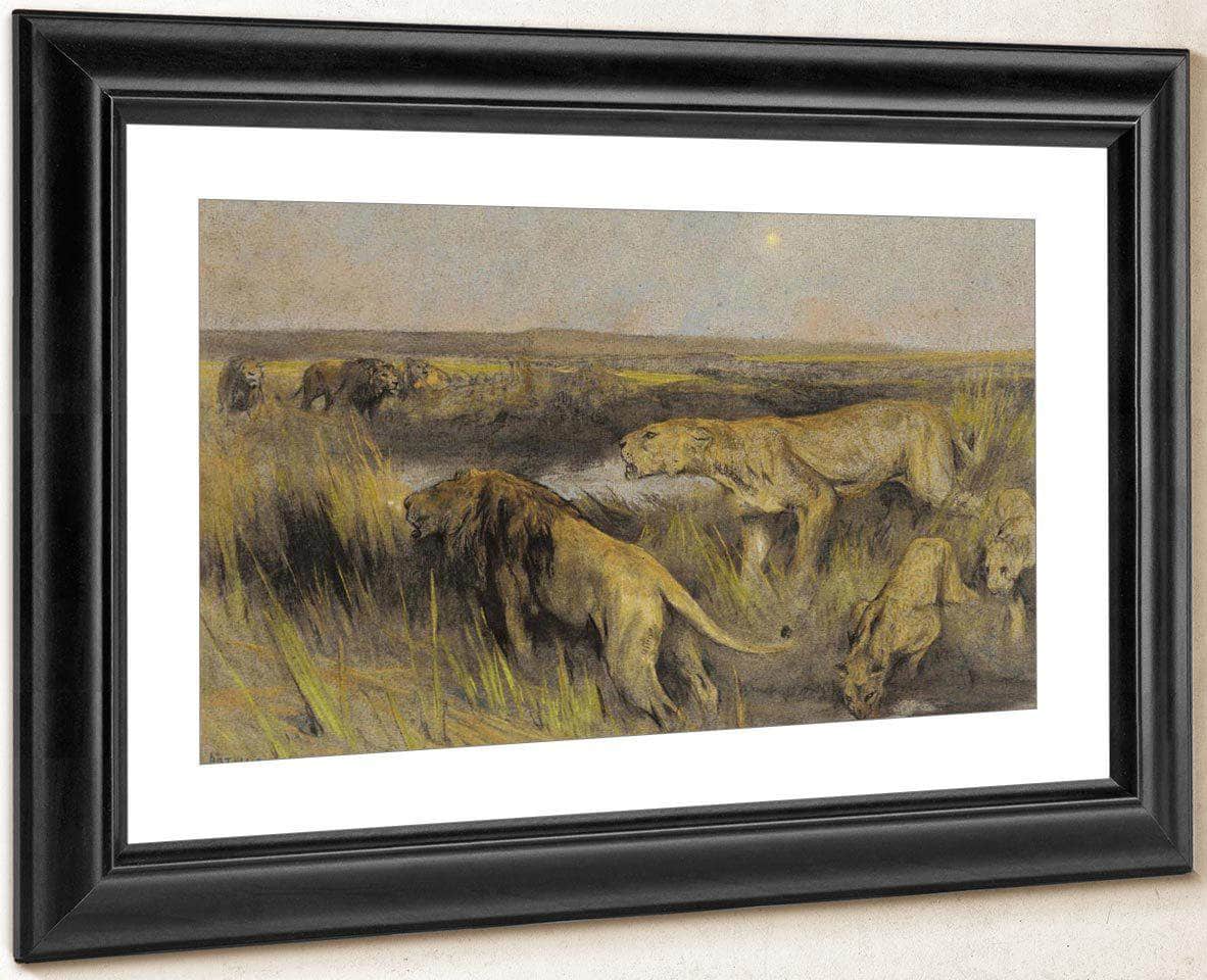 Lions In The Savannah By Arthur Wardle Fine Art Print