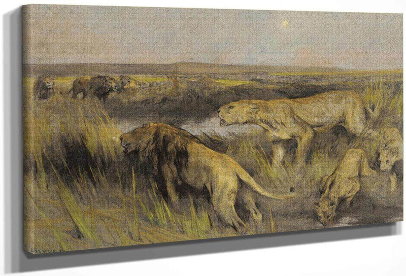 Lions In The Savannah By Arthur Wardle Fine Art Print