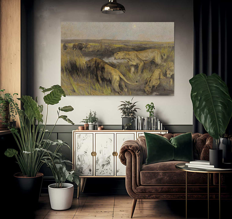 Lions In The Savannah By Arthur Wardle Fine Art Print