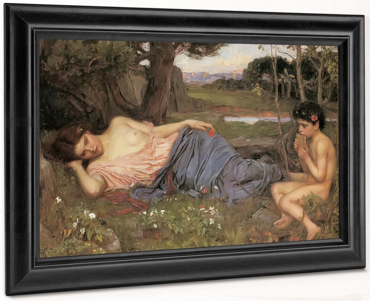Listening To My Sweet Pipings By John Waterhouse Fine Art Print