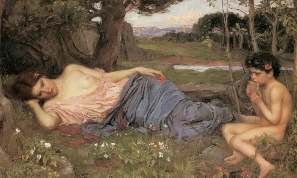 Listening To My Sweet Pipings By John Waterhouse Fine Art Print