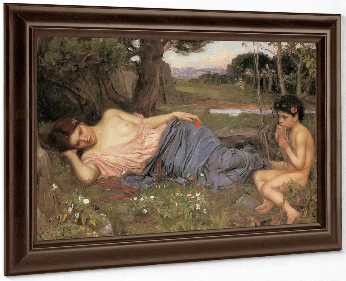 Listening To My Sweet Pipings By John Waterhouse Fine Art Print