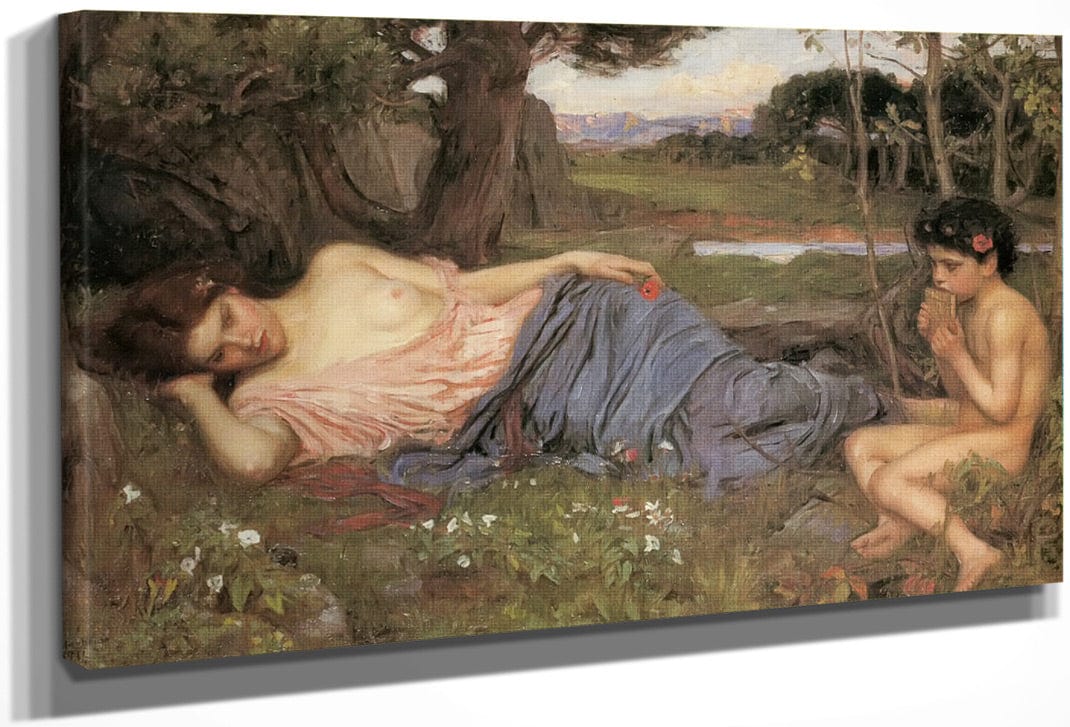 Listening To My Sweet Pipings By John Waterhouse Fine Art Print