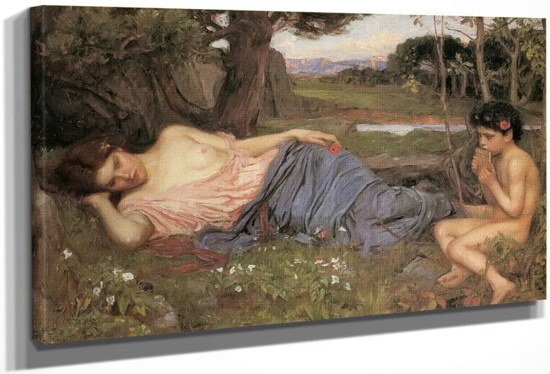 Listening To My Sweet Pipings By John Waterhouse Fine Art Print