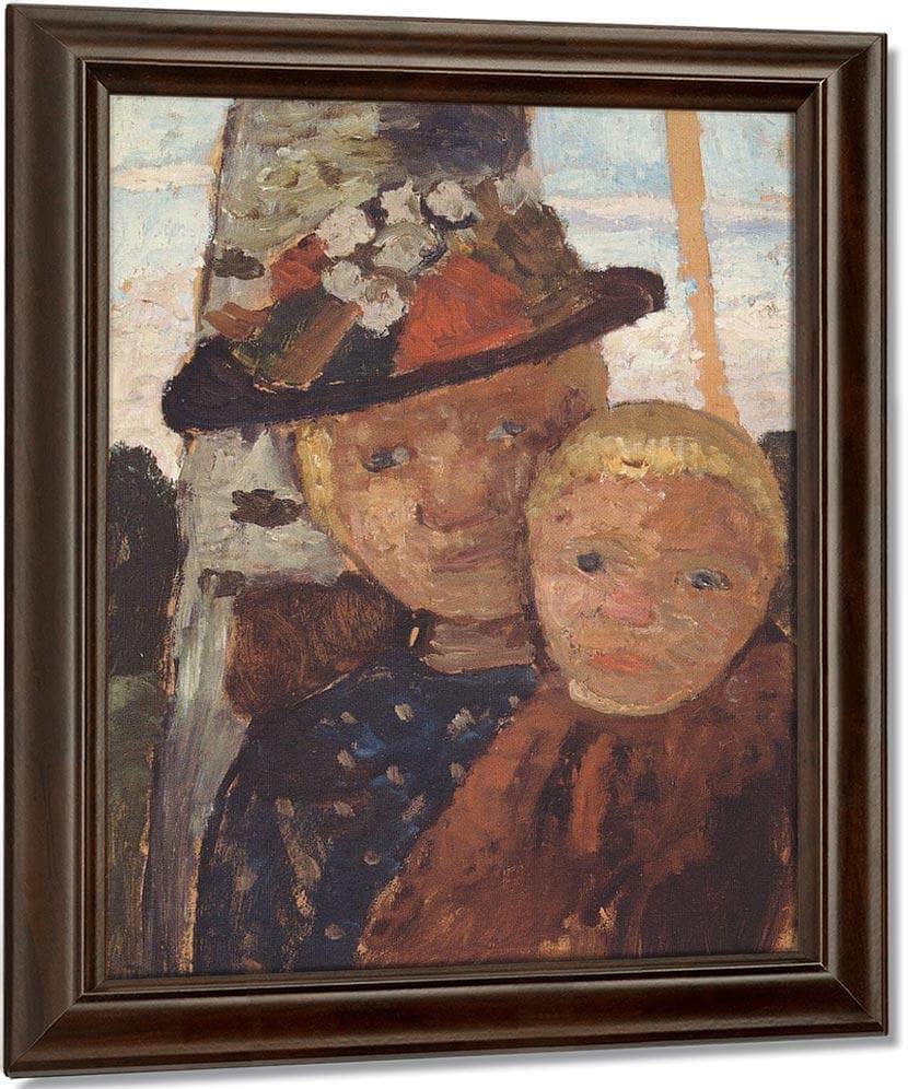 Little Boy And Girl In Flowered Hat By Paula Modersohn Becker Fine Art Print