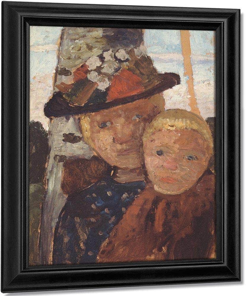 Little Boy And Girl In Flowered Hat By Paula Modersohn Becker Fine Art Print