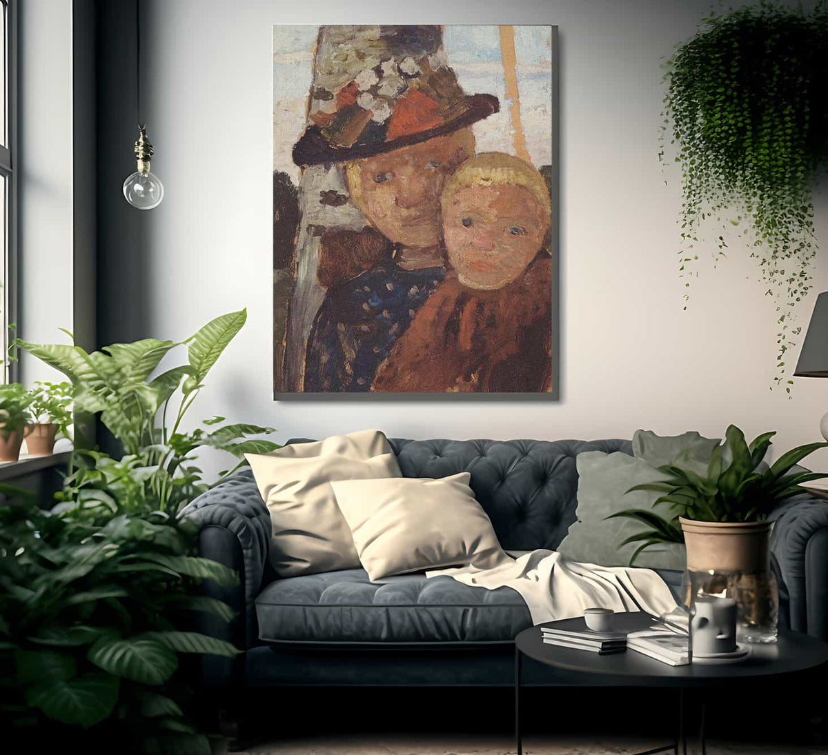 Little Boy And Girl In Flowered Hat By Paula Modersohn Becker Fine Art Print