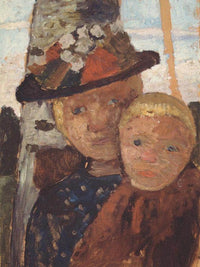 Little Boy And Girl In Flowered Hat By Paula Modersohn Becker Fine Art Print