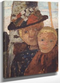 Little Boy And Girl In Flowered Hat By Paula Modersohn Becker Fine Art Print