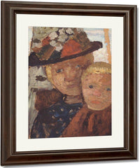 Little Boy And Girl In Flowered Hat By Paula Modersohn Becker Fine Art Print
