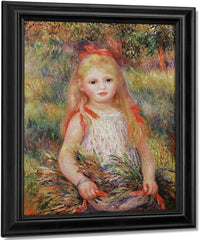 Little Girl Carrying Flowers, Or The Little Gleaner By Pierre Auguste Renoir Fine Art Print