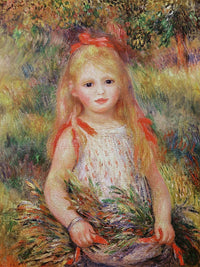 Little Girl Carrying Flowers, Or The Little Gleaner By Pierre Auguste Renoir Fine Art Print