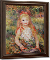 Little Girl Carrying Flowers, Or The Little Gleaner By Pierre Auguste Renoir Fine Art Print