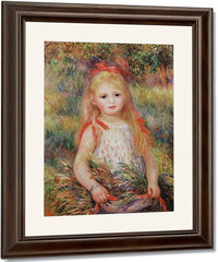Little Girl Carrying Flowers, Or The Little Gleaner By Pierre Auguste Renoir Fine Art Print