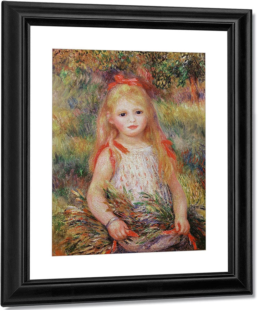 Little Girl Carrying Flowers, Or The Little Gleaner By Pierre Auguste Renoir Fine Art Print