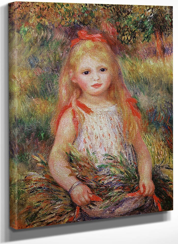 Little Girl Carrying Flowers, Or The Little Gleaner By Pierre Auguste Renoir Fine Art Print