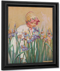 Little Girl With Irises Good Housekeeping Cover June 1930 By Jessie Willcox Smith Fine Art Print