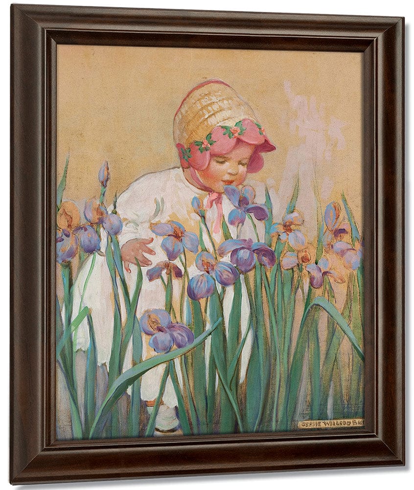 Little Girl With Irises Good Housekeeping Cover June 1930 By Jessie Willcox Smith Fine Art Print
