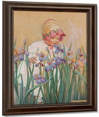 Little Girl With Irises Good Housekeeping Cover June 1930 By Jessie Willcox Smith Fine Art Print
