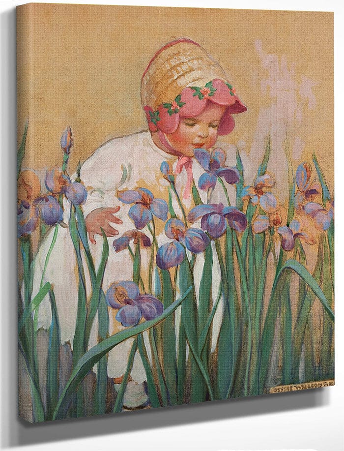 Little Girl With Irises Good Housekeeping Cover June 1930 By Jessie Willcox Smith Fine Art Print