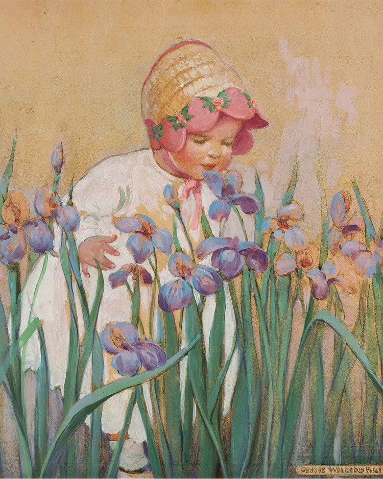 Little Girl With Irises Good Housekeeping Cover June 1930 By Jessie Willcox Smith Fine Art Print