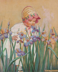 Little Girl With Irises Good Housekeeping Cover June 1930 By Jessie Willcox Smith Fine Art Print