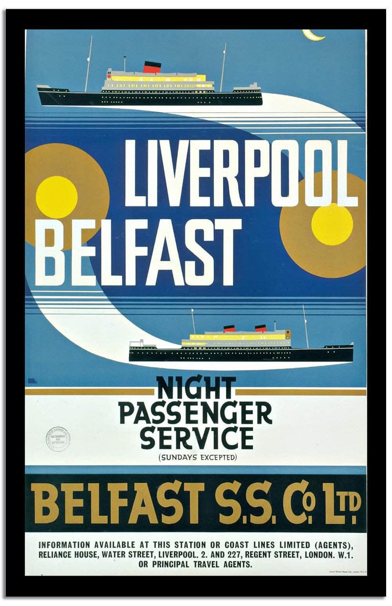 Liverpool Belfast  Vintage Poster Fine Art Print